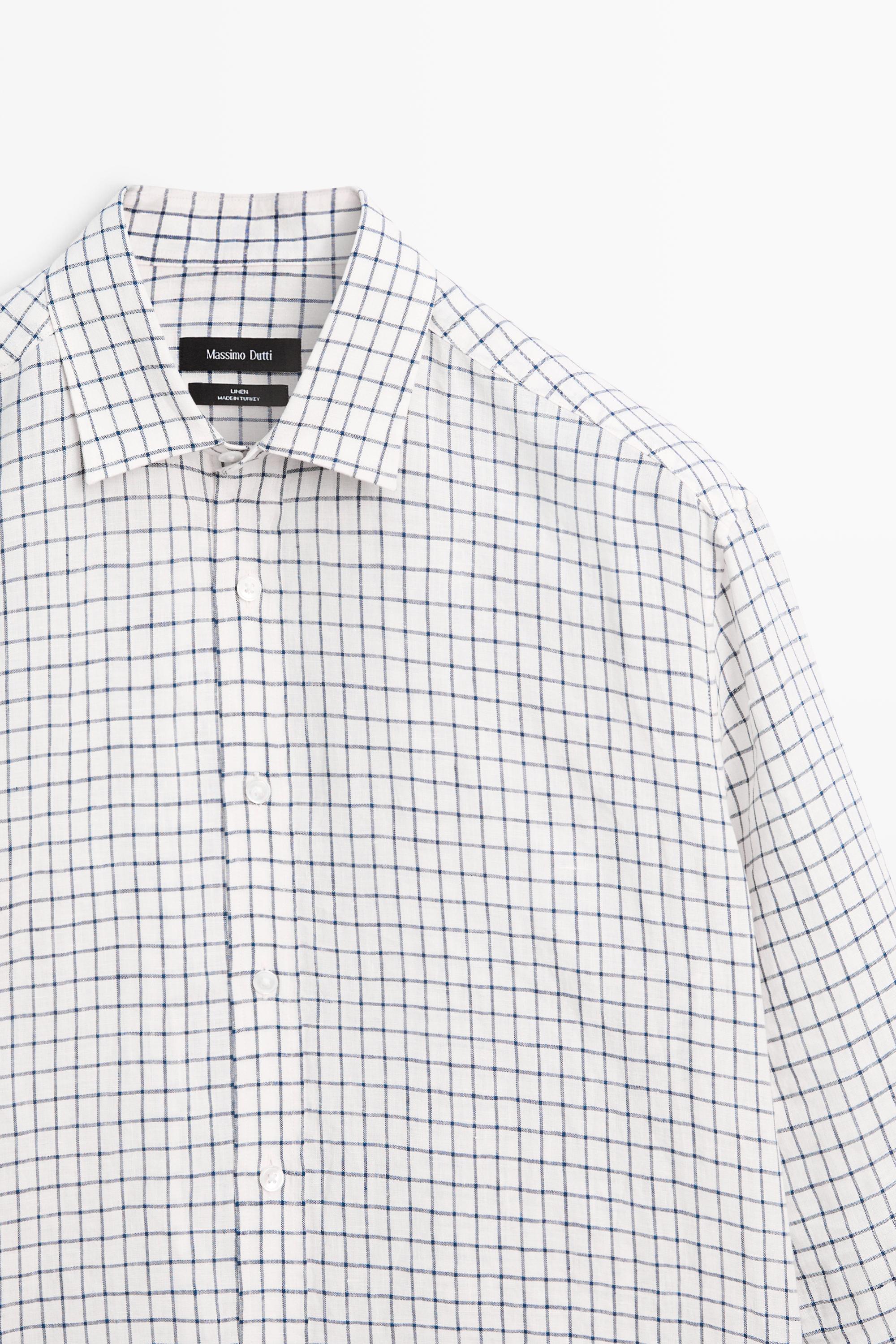 100% linen regular-fit check shirt